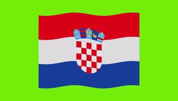 Croatia  flag waving on green screen animation video