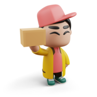 Delivery man holding a box, 3d rendering