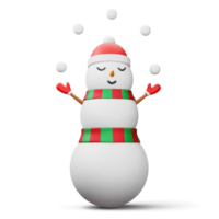 lindo personaje de muñeco de nieve, feliz navidad, renderizado 3d png