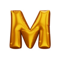 Gold alphabet balloon, metallic text float, 3d rendering png