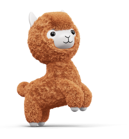 Happy cute alpaca, 3d rendering illustration png