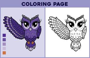 Coloring page for kid owl - Cute owl clipart - coloring pages vector