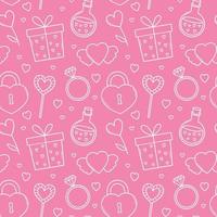 Seamless pattern of Valentine's Day doodle set. Love elements in sketch style. Hand drawn vector illustration