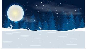 Winter forest background vector illustration