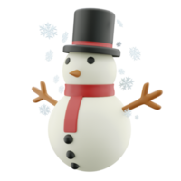 boneco de neve 3d de natal com ilustração de chapéu preto png