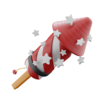 ilustración de cohete de fuegos artificiales de navidad 3d png