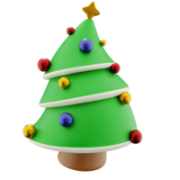 Christmas 3d christmas tree with shiny ornaments illustration png