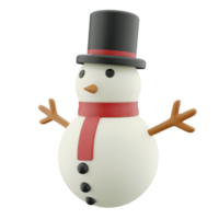 weihnachten 3d schneemann mit schwarzer hutillustration png