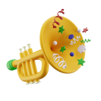 jul 3d guld trumpet för firande illustration png