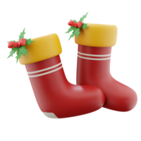Christmas 3d red stockings with mistletoe illustration png