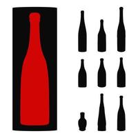 Shape of silhouette of bottle for alcohol, beer, kvass, waters. Outline of a container for storing liquid vector