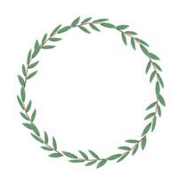 Circle frame with green leaves vector