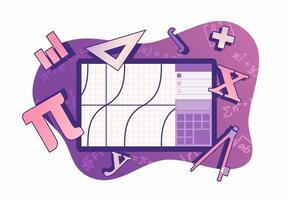 Mathematics Graphing Calculator Vector with Handwriting Formula Science Vector Illustration