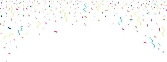 congratulatory background with colored confetti on white background. Vector illustration