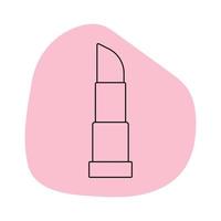 Lipstick in the style of line art with colored spots. vector illustration