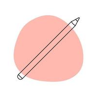 Pencil in the style of line art with colored spots. vector illustration