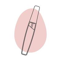 Lip gloss in the style of line art with colored spots. vector illustration