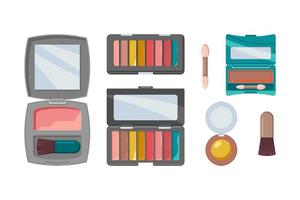 A set of cosmetics eyeshadows and blushes. vector illustration