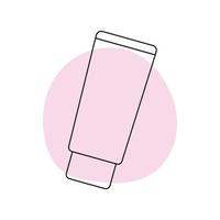 Cream tube in the style of line art with colored spots. vector illustration