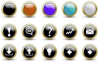 glossy button set collection web basic vector