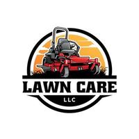 lawn mower and services illustration logo vector