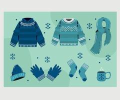Cozy Winter Clothes Hand Drawn Illustration vector