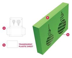 caja de embalaje de lata de cartón con plantilla troquelada de ventana de bolas de navidad vector