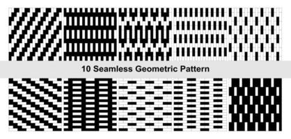 10 Geometric pattern in black and white. vector