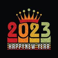 diseño de camiseta feliz año nuevo 2023 vector