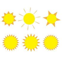 Set of Sun Icons, Vector illustration sun rays,  yellow sun Shining light rays