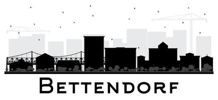 Bettendorf iowa horizonte silueta en blanco y negro. vector