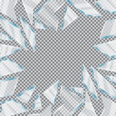 Broken Glass Window on Transparent Background.