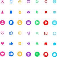 Icons and social media logos collection vector