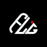 FLG letter logo creative design with vector graphic, FLG simple and modern logo in round triangle shape.