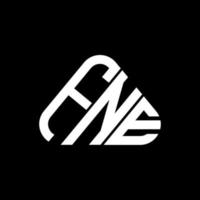 diseño creativo del logotipo de letra fne con gráfico vectorial, logotipo simple y moderno de fne en forma de triángulo redondo. vector