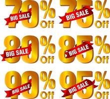 discount percentage tag sale promotion gold number vector set 03