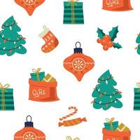 New Year's seamless pattern. Christmas elements. Christmas mood. Vector image.