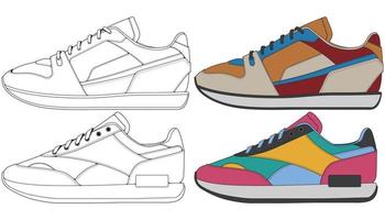 Set off Sneaker shoe . Concept. Flat design. Vector illustration. Sneakers in flat style.