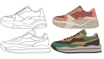 zapato de la zapatilla de deporte. concepto. diseño plano. ilustración vectorial zapatillas de deporte en estilo plano. vector