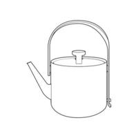 Kettle line vector art. Teapot logo. Kettle with handle isolated on white background. Kettle in line art style vector icon.