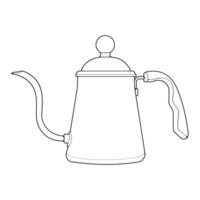 Kettle line vector art. Teapot logo. Kettle with handle isolated on white background. Kettle in line art style vector icon.