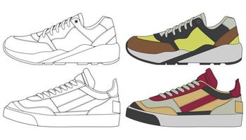 Set off Sneaker shoe . Concept. Flat design. Vector illustration. Sneakers in flat style.