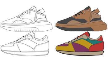 Set off Sneaker shoe . Concept. Flat design. Vector illustration. Sneakers in flat style.