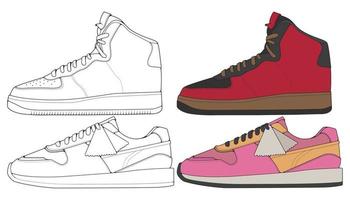 Set off Sneaker shoe . Concept. Flat design. Vector illustration. Sneakers in flat style.