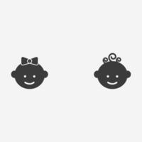 child baby head icon vector set symbol sign