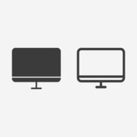 computer screen monitor display icon vector set symbol sign