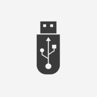 usb, flash, icono de unidad vector símbolo de signo aislado