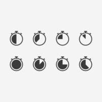 Timer icon vector set. countdown, time, stopwatch, counter symbol sign