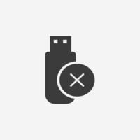 error usb, drive, flash icon vector isolated sign symbol