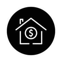 House glyph icon illustration with dollar. suitable for home loan icon. icon related to real estate. Simple vector design editable. Pixel perfect at 32 x 32
